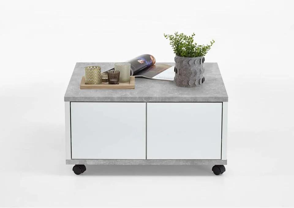 Salontafel Twin - beton/wit edelglans - 70x36x70 cm - Leen Bakker
