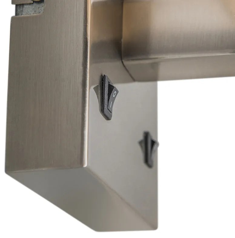 Wandlamp staal met zwarte kap en leesarm incl. LED - Bergamo