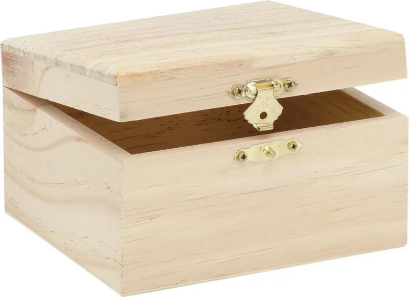 Klein houten kistje rechthoek 12.5 x 11.5 x 7.5 cm - Hobby/knutselen mini kistjes