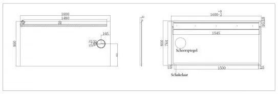 Mueller May spiegel met LED en scheerspiegel 160x80cm