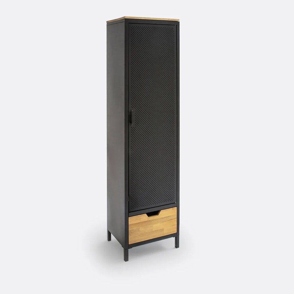 Kast in metaal en eik, 1 deur en 1 lade Agama