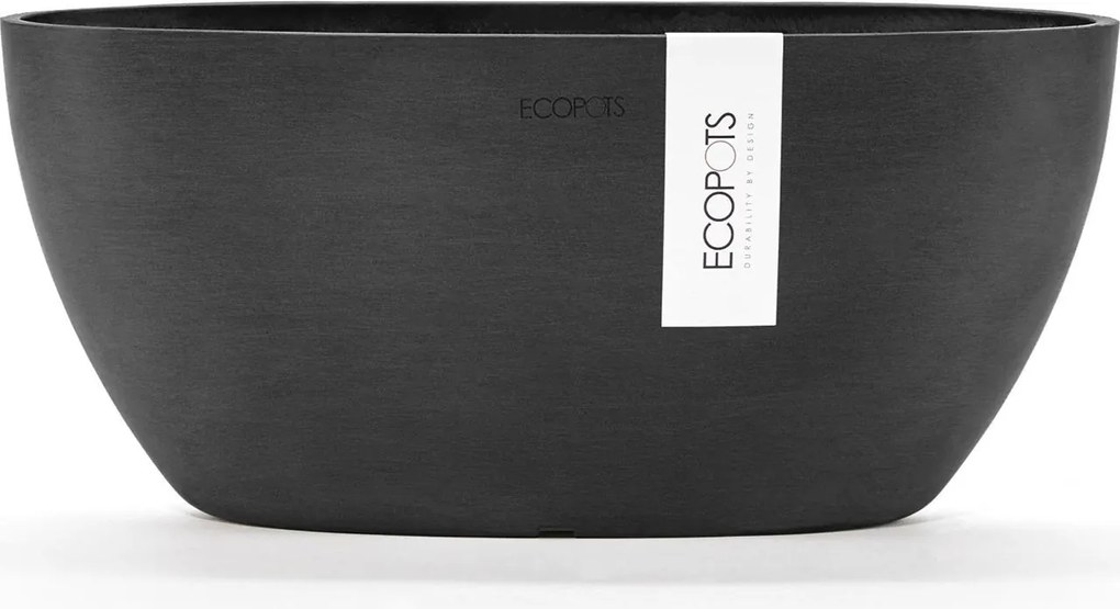 Ecopots bloempot Sofia 30 met waterreservoir- Ovaal - Dark Grey - 29,5 x 13,4 x H13,5 cm
