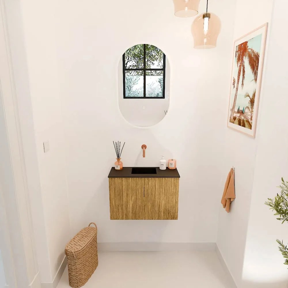 Mondiaz Joya 60cm toiletmeubel oak met wastafel faye midden zonder kraangat urban