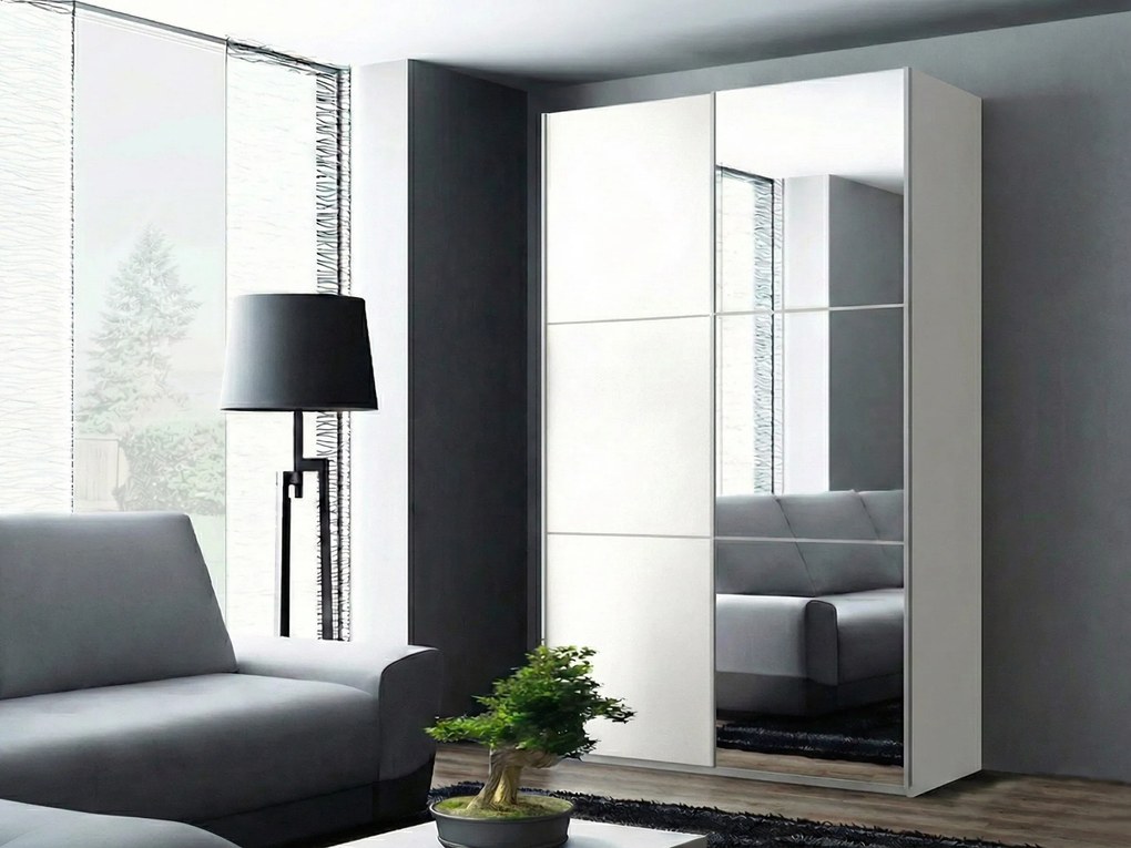 Kledingkast Honolulu 229, Wit, 215x122x65cm, 127 kg, Kledingkast deuren: Schuivend, Aantal planken: 4, Aantal planken: 4