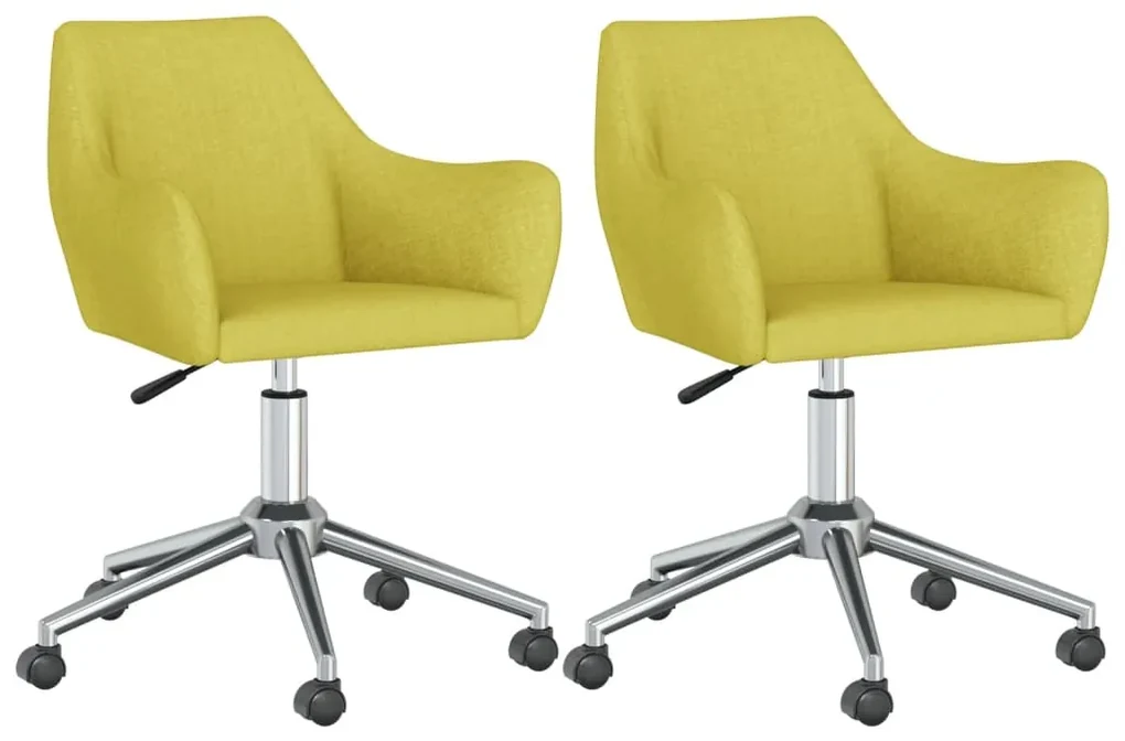 vidaXL Eetkamerstoelen draaibaar 2 st stof groen