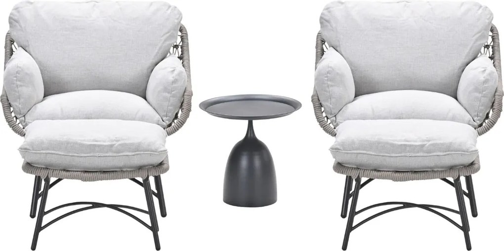 Garden Impressions Selene loungestoelen taupe - Mati bijzettafel Ø50x48 cm