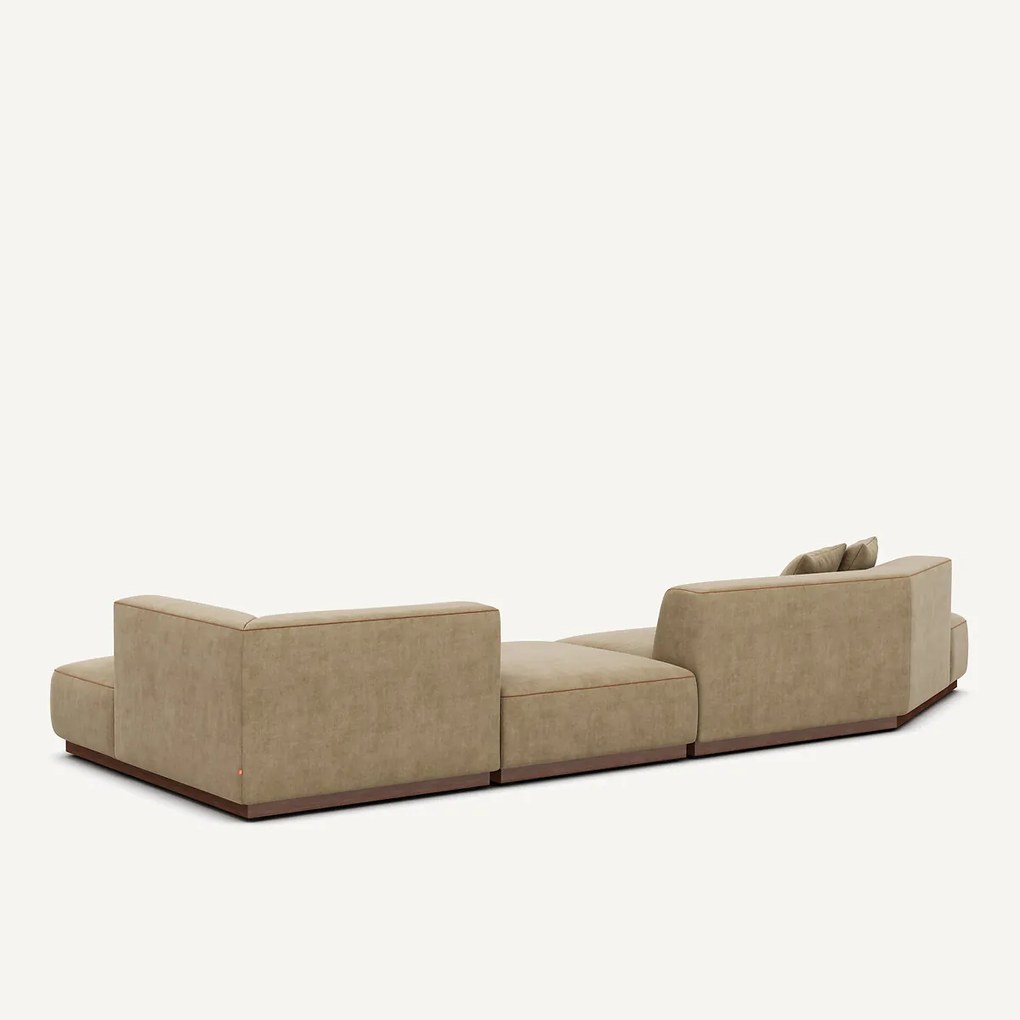 XL hoekbank rechts met voetensteun in stonewashed fluweel, JACOPO