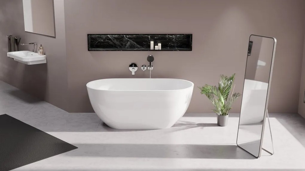 Polysan Reduta vrijstaand bad wit mineraalmarmer 170x80cm
