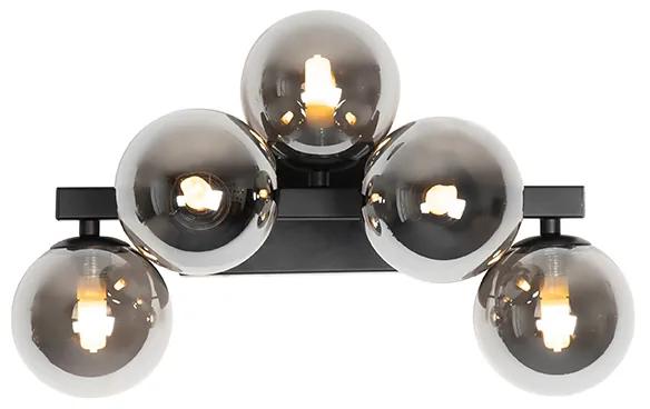Moderne wandlamp zwart met smoke glas 5-lichts - Bianca Art Deco G9 rond Binnenverlichting Lamp