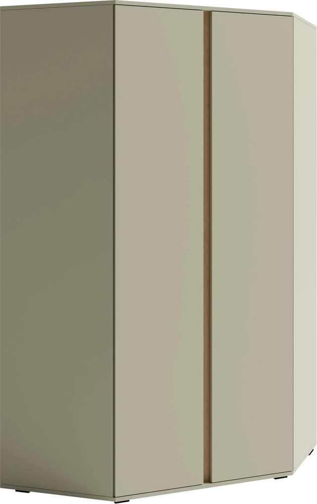 Hoekkledingkast Fiosono 101, Eiken, Eucalyptus, 195x95x95cm, 90 kg, Kledingkast deuren: Met scharnieren