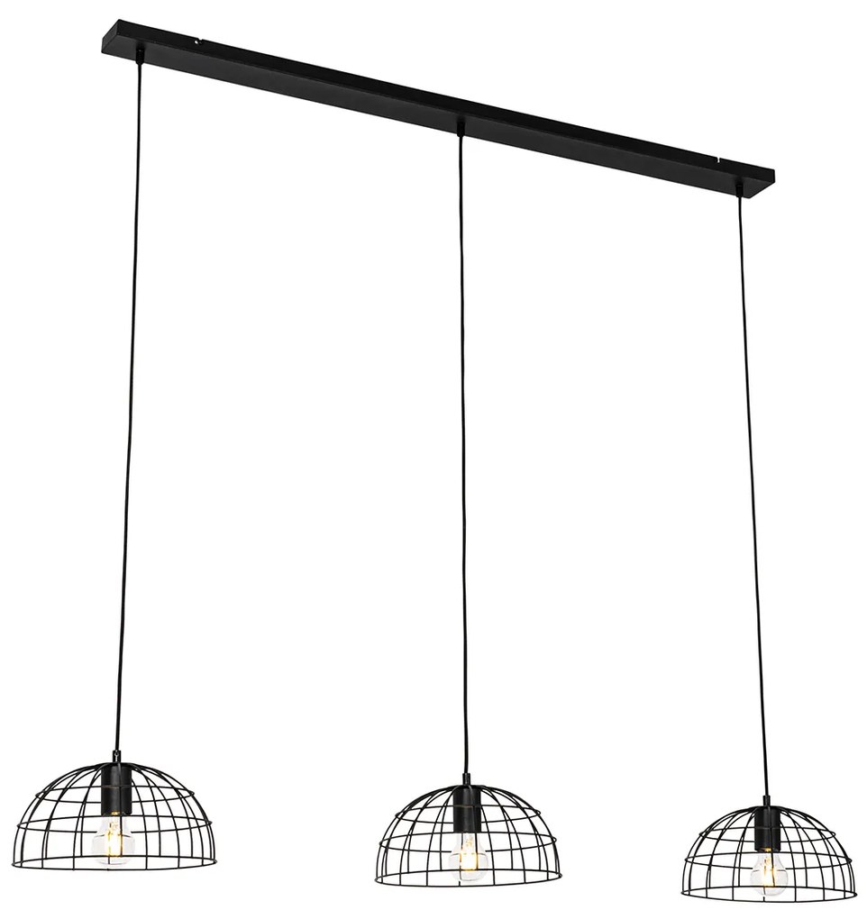 Industriële hanglamp zwart 3-lichts - Hanze