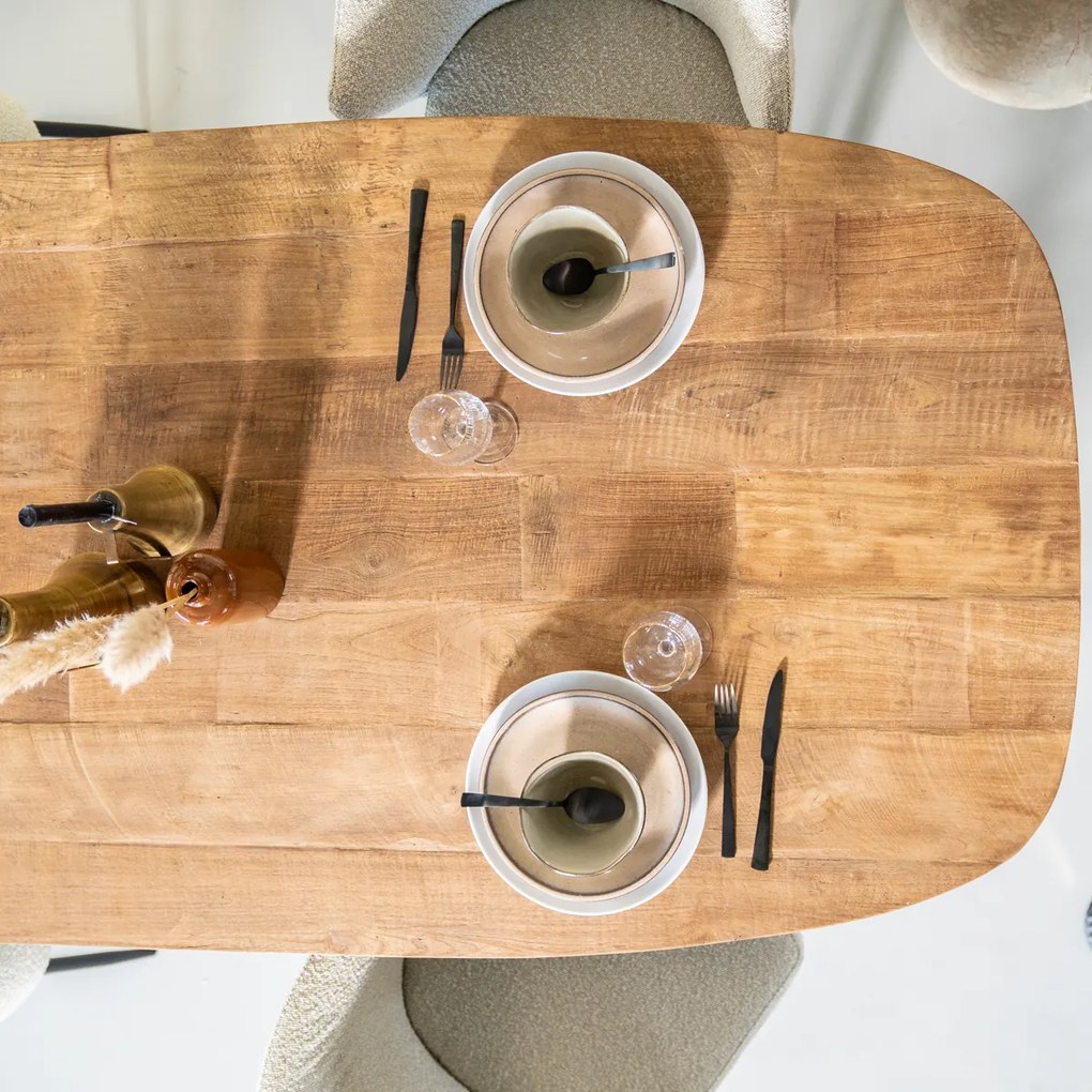 Eettafel Teak Met Afgeronde Hoeken 220 Cm - 220 X 100cm.
