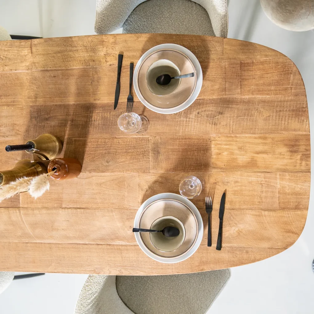 Eleonora Tabassum Eettafel Teak Met Afgeronde Hoeken 220 Cm - 220 X 100cm.