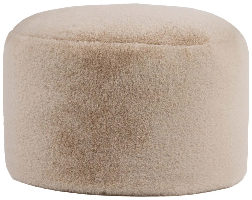 Icon Milano Rabbit Faux Fur Round Footstool Bean Bag, Natural