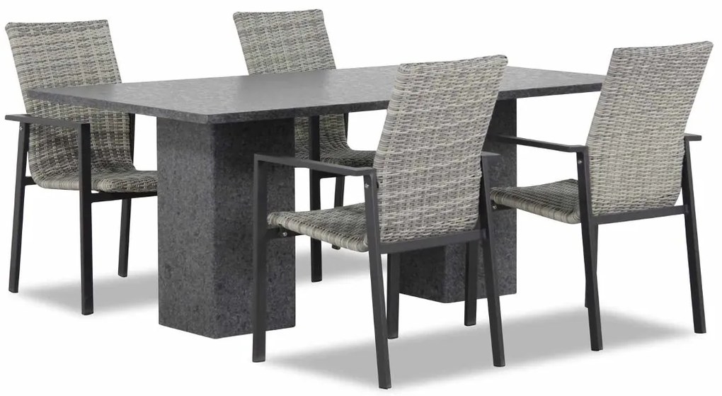 Tuinset 4 personen 180 cm Wicker Grijs Lifestyle Garden Furniture Upton/Graniet