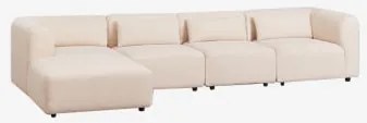 Linker 4-delige Modulaire Chaise Longue Bank Fogler Teddystof Crème Beige - Sklum