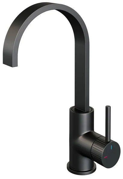 BRAUER Stripe Hoge Opbouw Wastafelmengkraan - draaibare platte uitloop - model A - mat zwart 5-S-003-S5