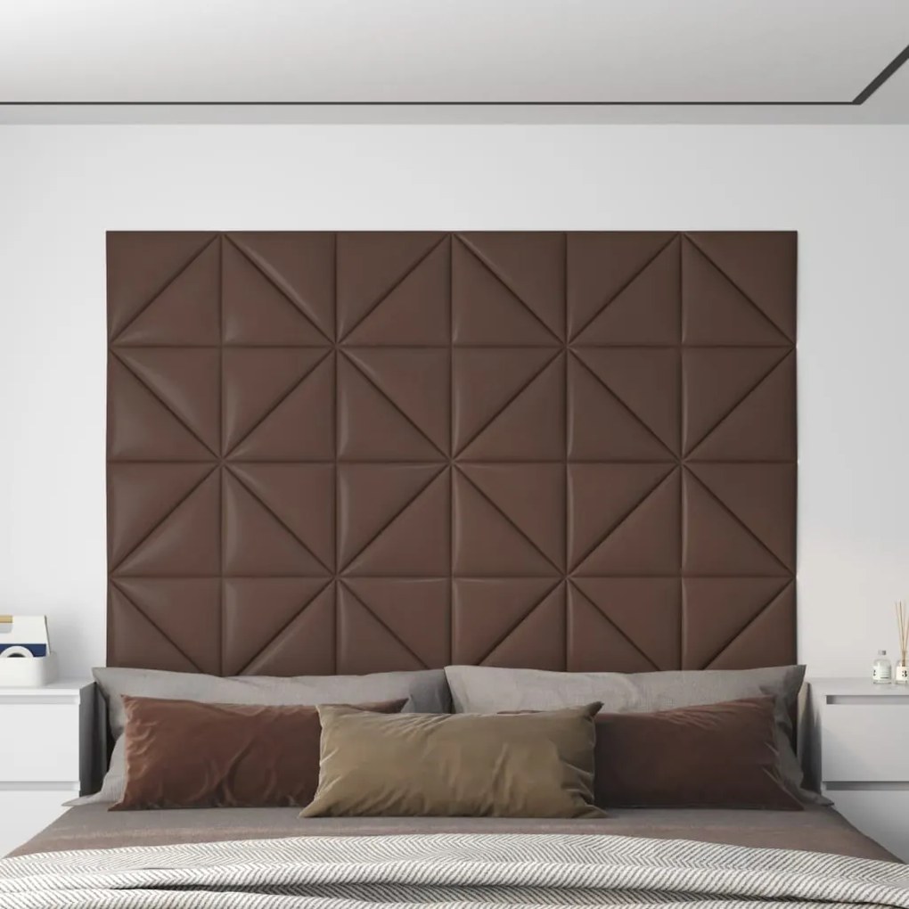 vidaXL Wandpanelen 12 st 1,08 m² 30x30 cm kunstleer bruin