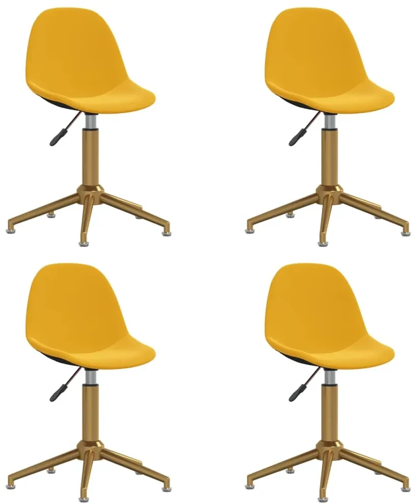 vidaXL Eetkamerstoelen 4 st draaibaar fluweel mosterdgeel