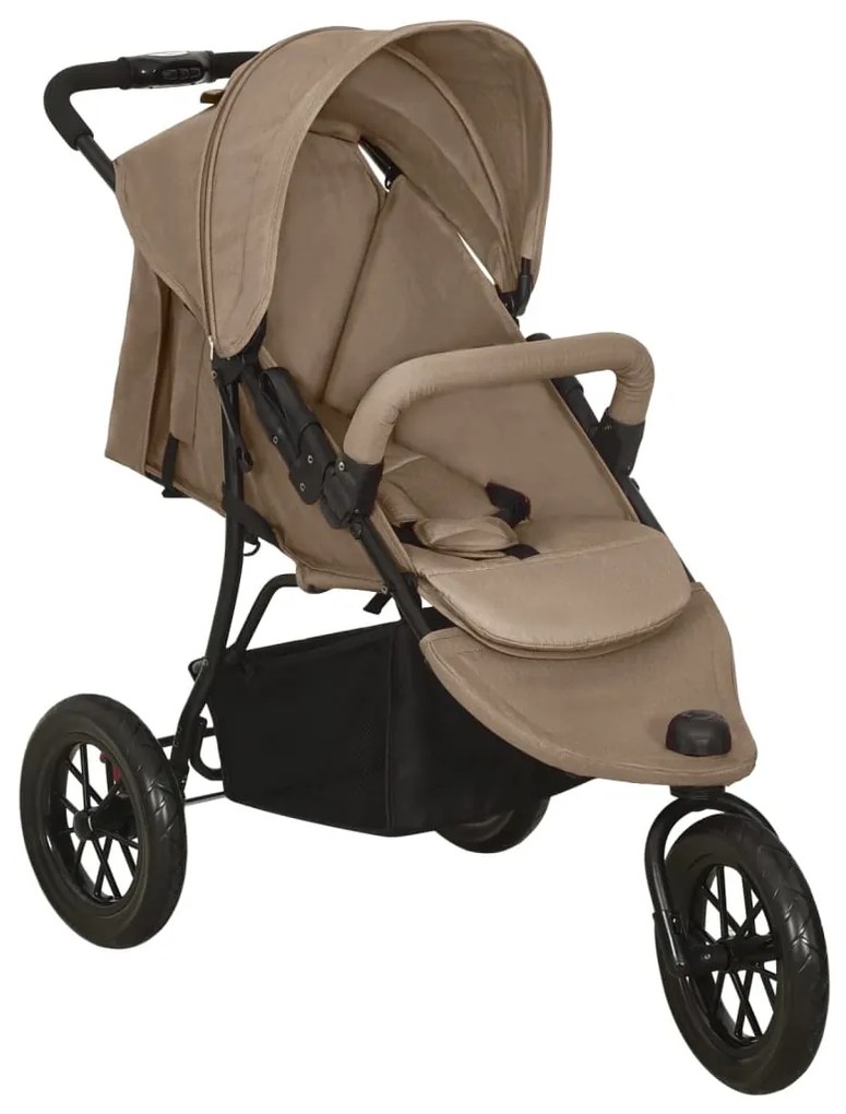 vidaXL Kinderwagen staal taupe