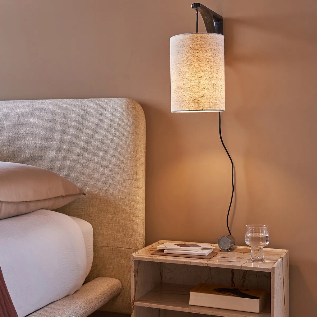 Wandlamp met kap in dik linnen Jakomé