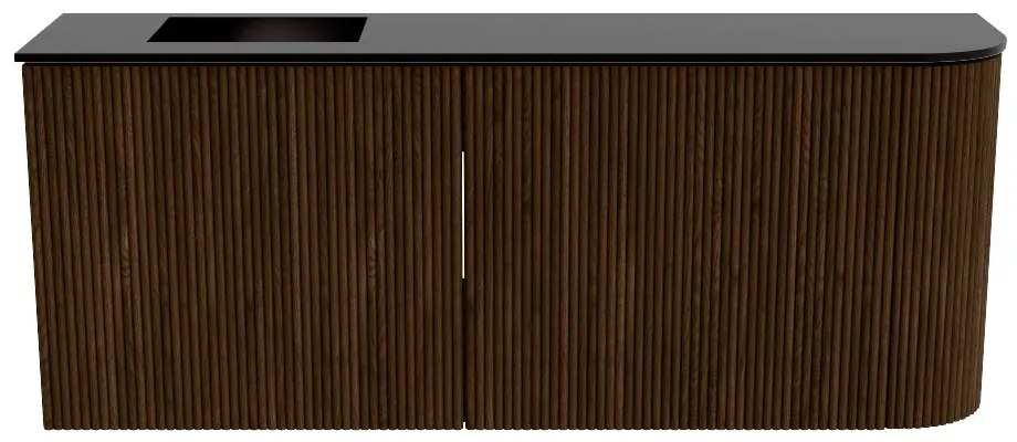 Mondiaz Joya 100cm toiletmeubel ronding rechts walnut met wastafel faye links zonder kraangat urban