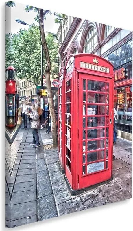 Schilderij - Engelse telefooncel, Telephone, rood