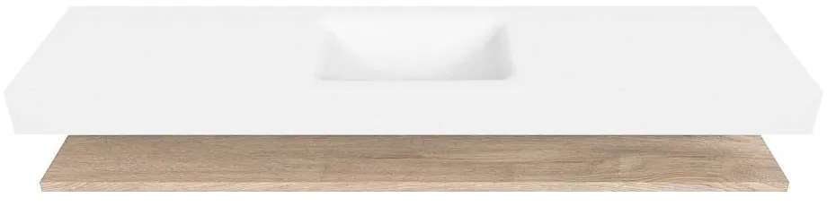 Zaro Alan badmeubel 190cm met planchet washed oak en vrijhangende wastafel cloud midden 1 kraangat talc