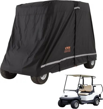 VEVOR Golf Cart Regenhoes 4-persoons Golf Cart Cover 283 x 120 x 170 cm, 600D Waterdichte Draagbare Opberghoes met Ritssluiting, Geschikt voor 2+2 Zits Golf Carts