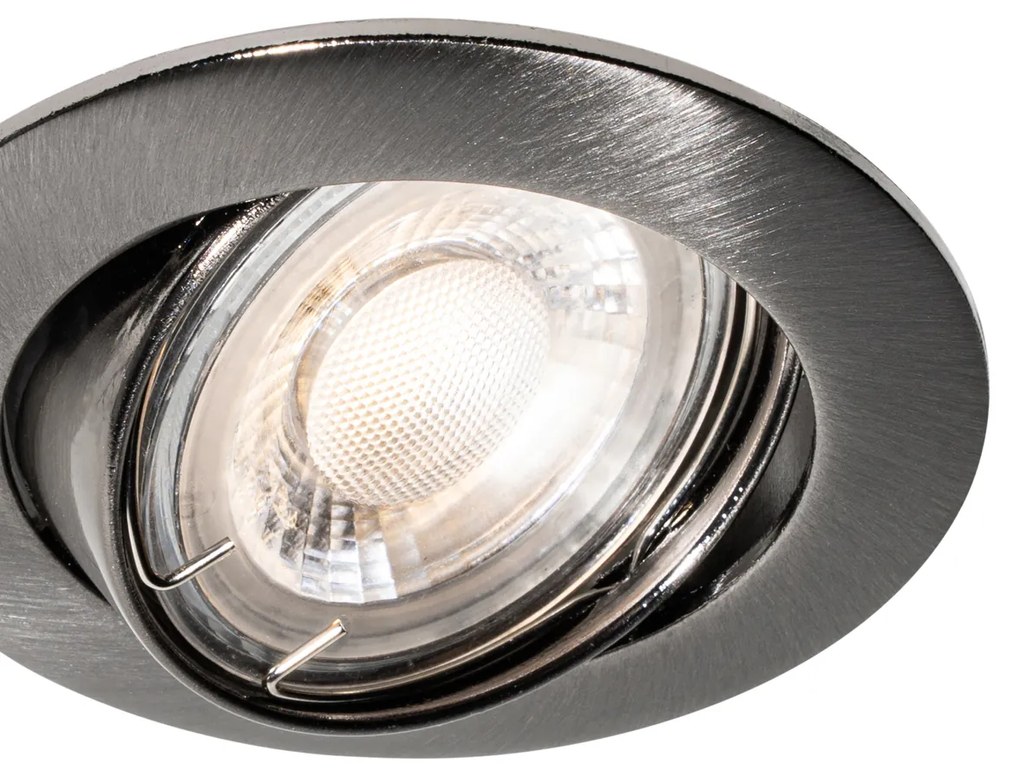 Set van 6 Moderne inbouwspots gunmetal GU10 50mm rond kantelbaar - Edu Binnenverlichting Lamp