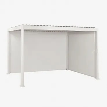 Bioclimatische Aluminium Pergola Met Lamellen En Zijzeilen Druvia Gardenia Wit & 3 X 4 M - Sklum