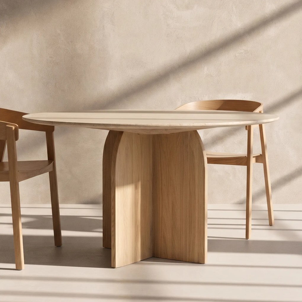 Ronde Eettafel Travertin - 130 X 130cm.