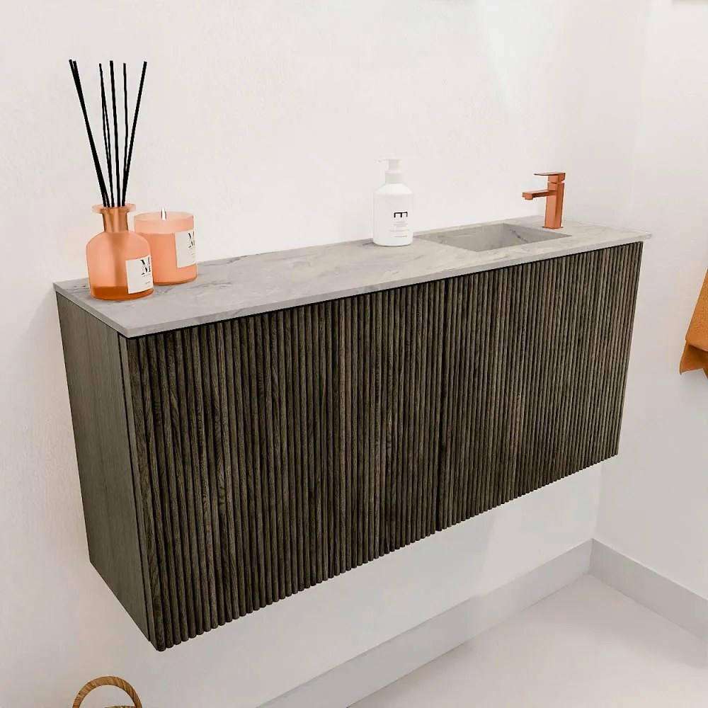 Mondiaz Joya DLux 90cm toiletmeubel shadow met wastafel faye rechts 1 kraangat glace