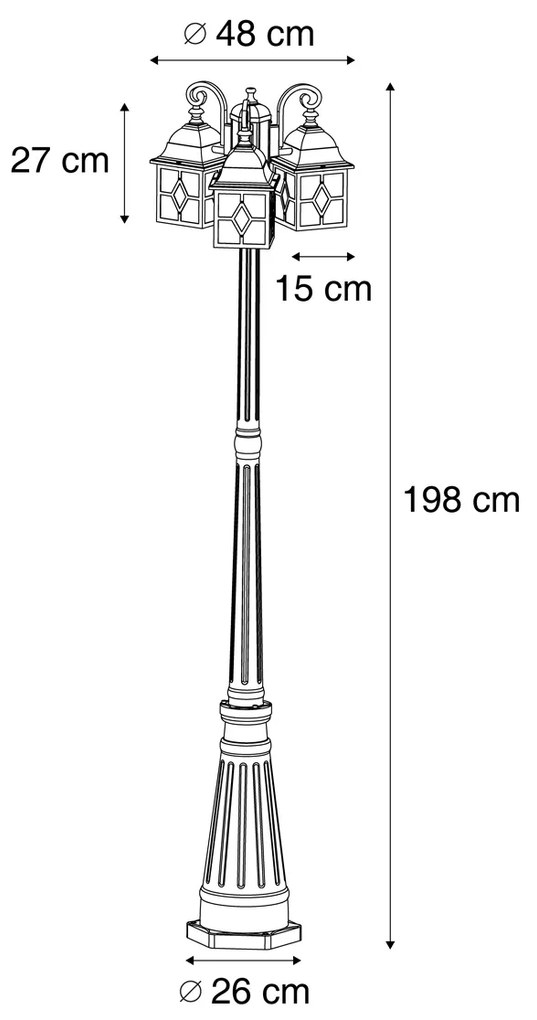Klassieke buiten lantaarn antiek goud met helder glas 198cm IP44 - London Klassiek / Antiek E27 IP44 Buitenverlichting