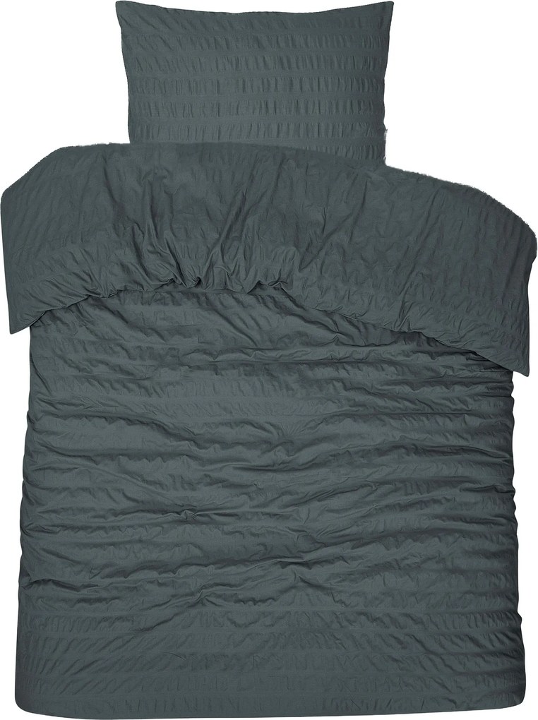 Dekbedovertrek Seersucker Deluxe - 100% katoensatijn - 140x200/220 - antraciet