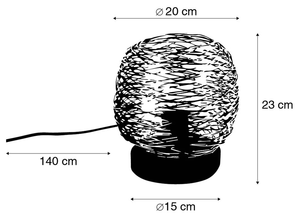 Design tafellamp goud met zwart 20 cm - Sarella Design E27 rond Binnenverlichting Lamp