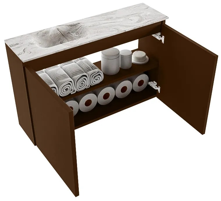 Mondiaz Ture DLux toiletmeubel 80cm rust met wastafel glace links zonder kraangat