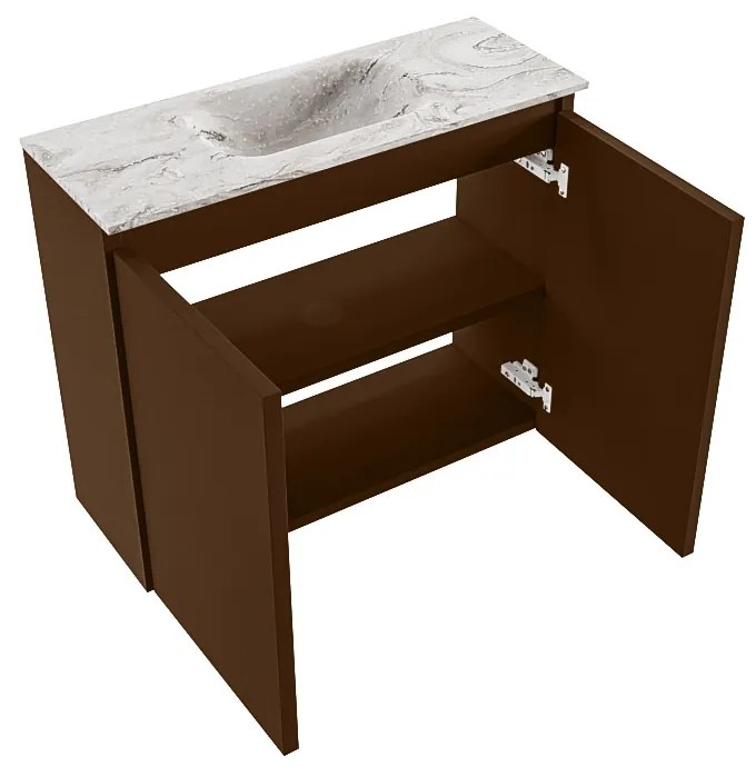 Mondiaz Ture DLux toiletmeubel 60cm rust met wastafel glace midden zonder kraangat