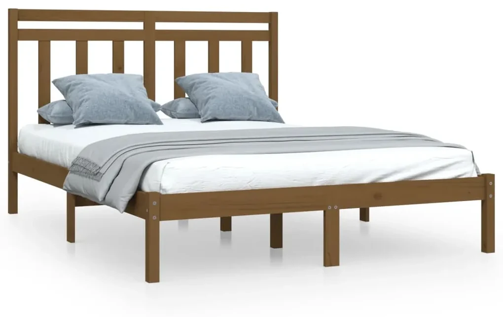 vidaXL Bedframe massief hout honingbruin 135x190 cm 4FT6 Double