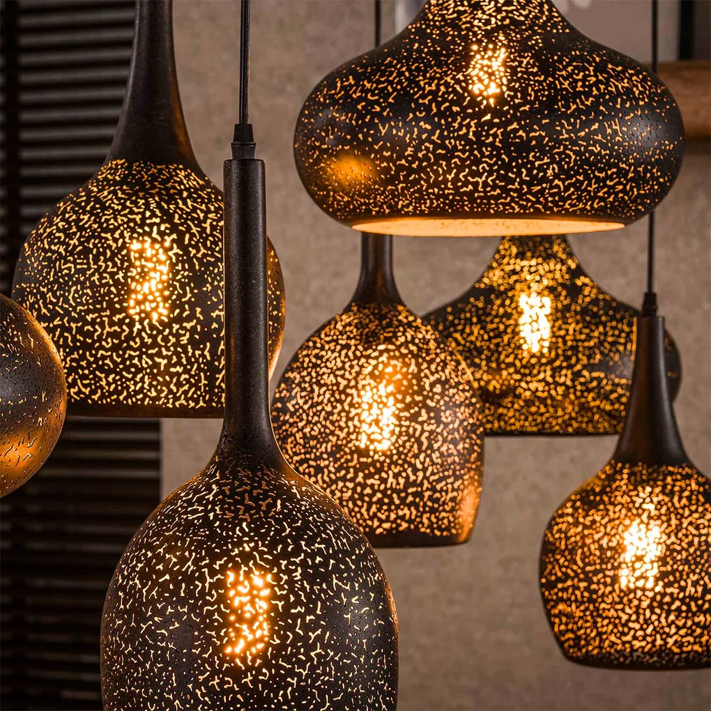 Speelse Hanglamp Zwart Metaal