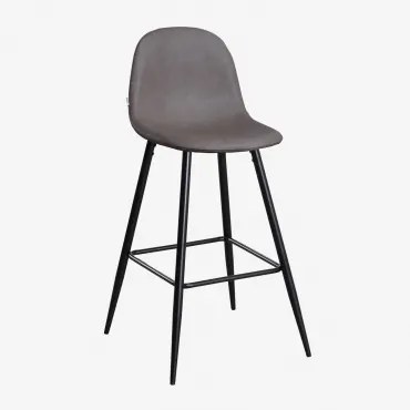 Set Van 4 Hoge Krukken Van Glamm-kunstleer Grijs – Antraciet & ↑75 Cm & Zwart - Sklum