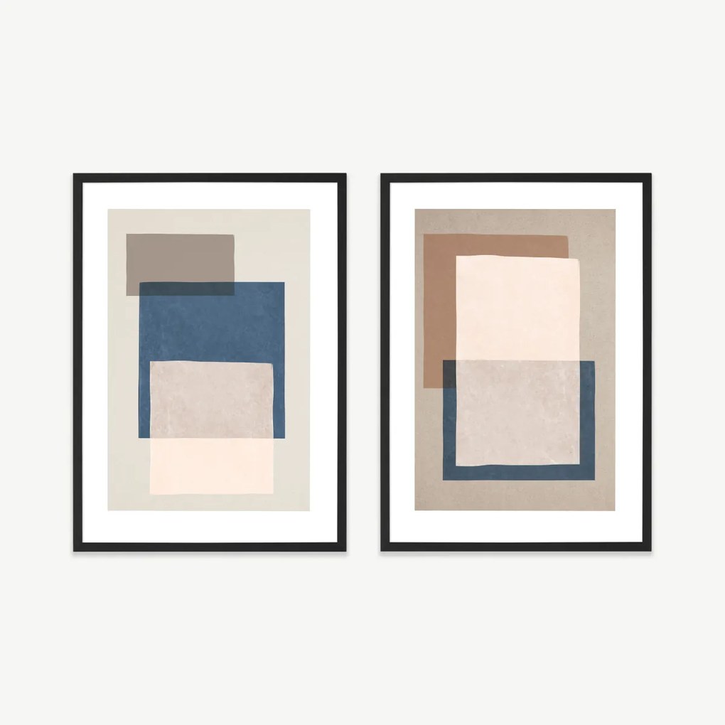 Anna Mainz, 'Soft Geometric', set van 2 ingelijste prints (meer formaten beschikbaar)