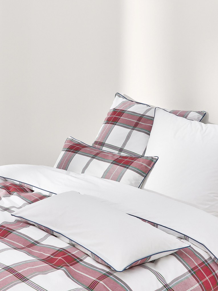 Geruit perkalkatoenen dekbedovertrek Scarlet