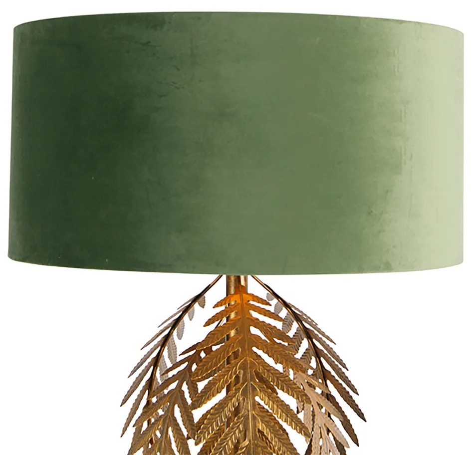Smart vloerlamp met dimmer goud 145 cm met kap groen incl. Wifi A60 - Botanica Landelijk E27 Binnenverlichting Lamp