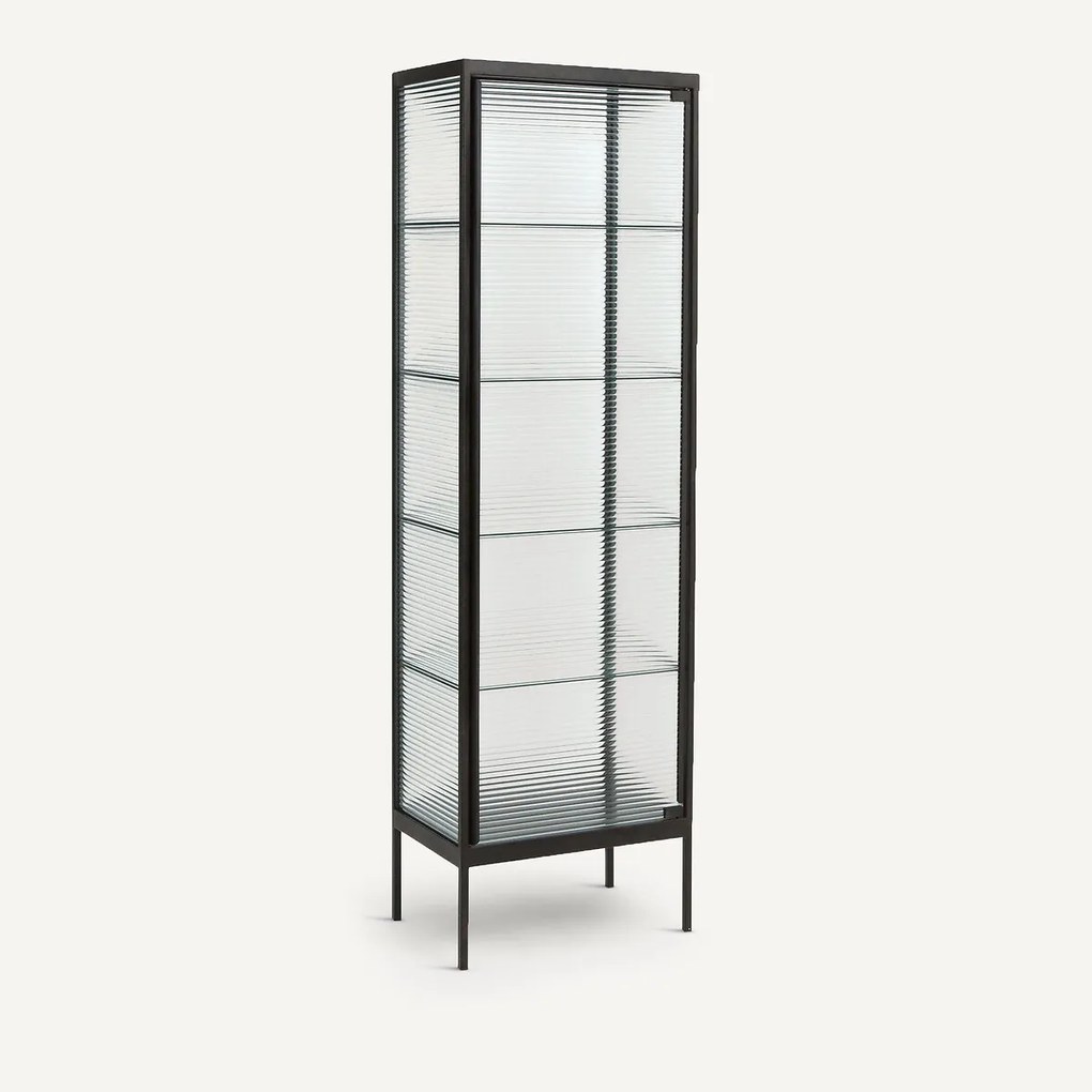 Vitrinekast in stalen metaal en glas Mambo