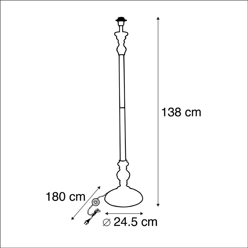 Klassieke vloerlamp zwart - Classico Landelijk, Klassiek / Antiek rond Binnenverlichting Lamp