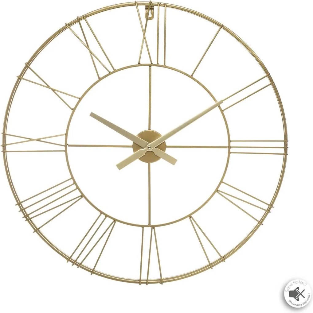 Atmosphera 3D Wandklok Vintage Phil Or - Ø 70 cm - Goudkleurig Metaal