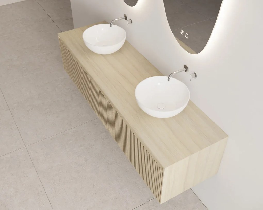 Gliss Design Timotheus badmeubel met 2 lades en ribbelfront 160cm corn silk
