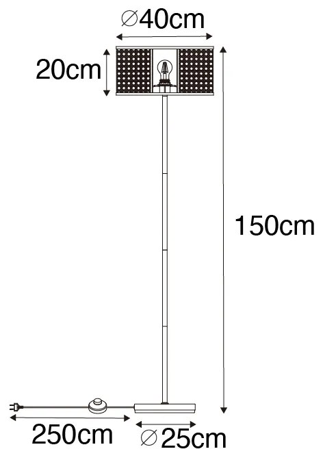 Oosterse vloerlamp wit met rotan 40 cm - Akira