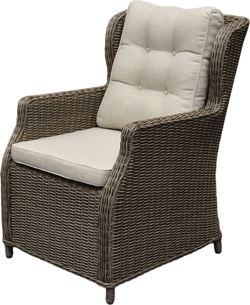 Ibiza dining tuinstoel bruin wicker | naturel mixed weave kussens